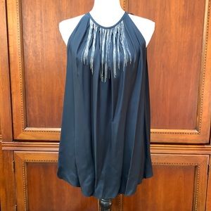 Acrobat black silk sleeveless embellished blouse size M